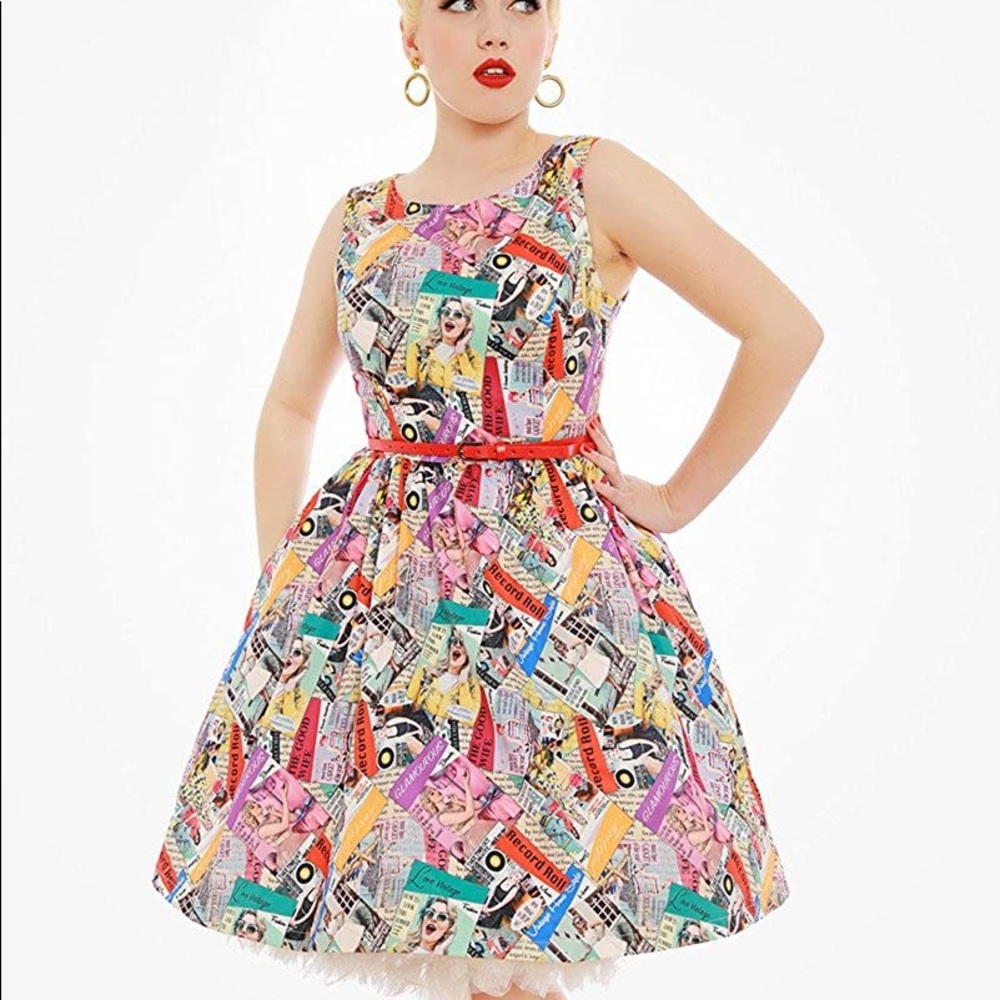 'AUDRINA' VINTAGE MAGAZINE PRINT SWING DRESS